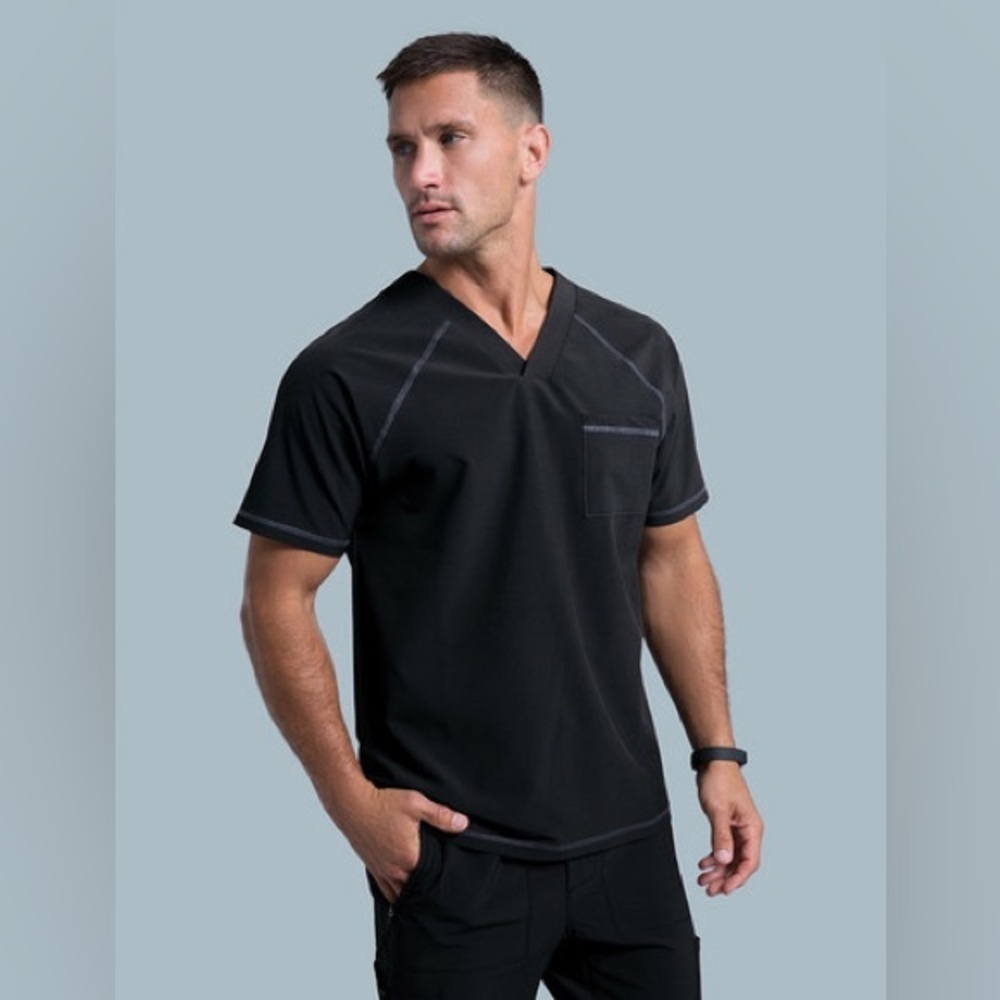 NWT Jaanuu Reglan V-Neck Scrub Top Black Sz XL
